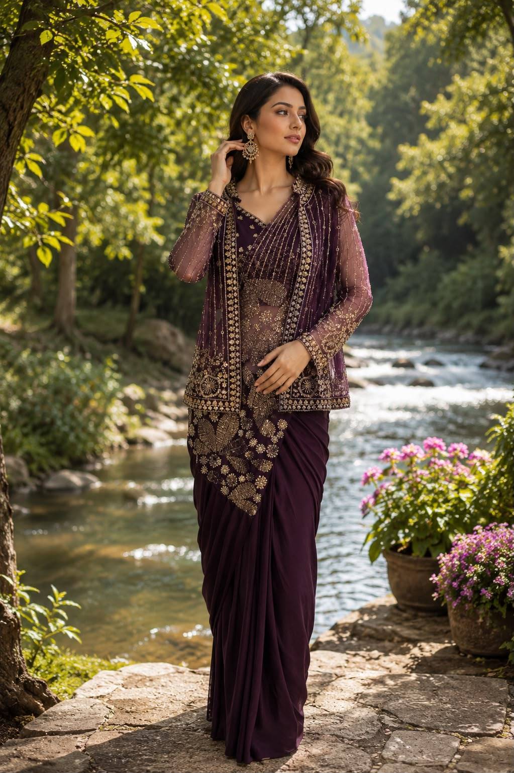 102439 By AMOHA TRENDZ 01 To 04 Series Indian Traditional Wear Collection Fancy Colorful Party Wear LAYCRA Stitched Sarees At Wholesale Price